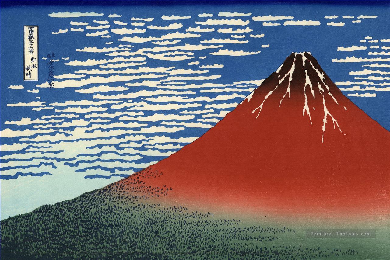 montagnes Fuji par temps clair 1831 Katsushika Hokusai ukiyoe Peintures à l'huile